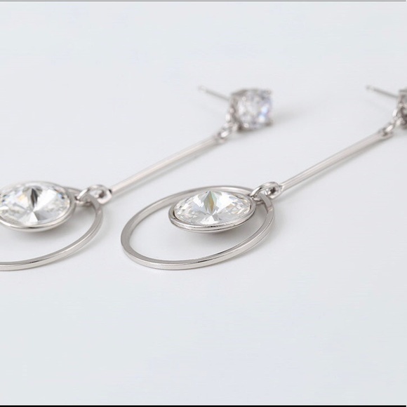 Pretty Swarovski Drop Hoop Earrings - Picture 4 of 10
